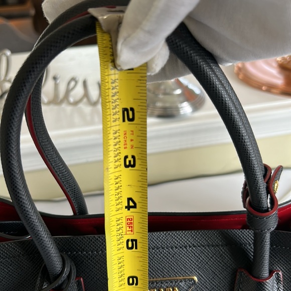 Prada Saffiano Leather Double Strap Bag with Red Interior - Picture 15 of 15